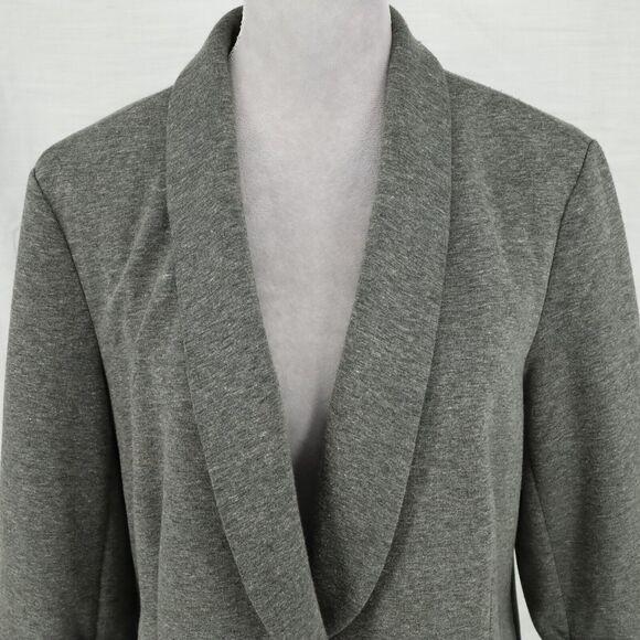 Saks Fifth Avenue Jacket Womens XL Gray Stretch Knit Ruched Sleeves Lined Blazer - Picture 7 of 16